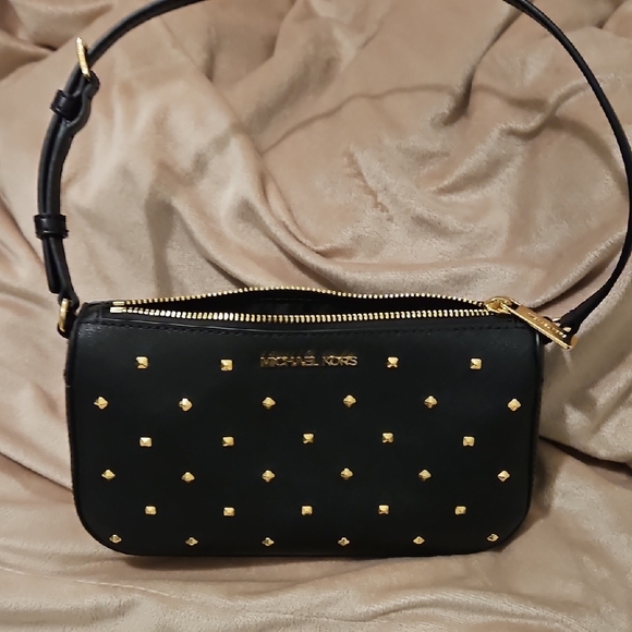 Michael Kors Black and Gold Studded Clutch - Picture 3 of 3